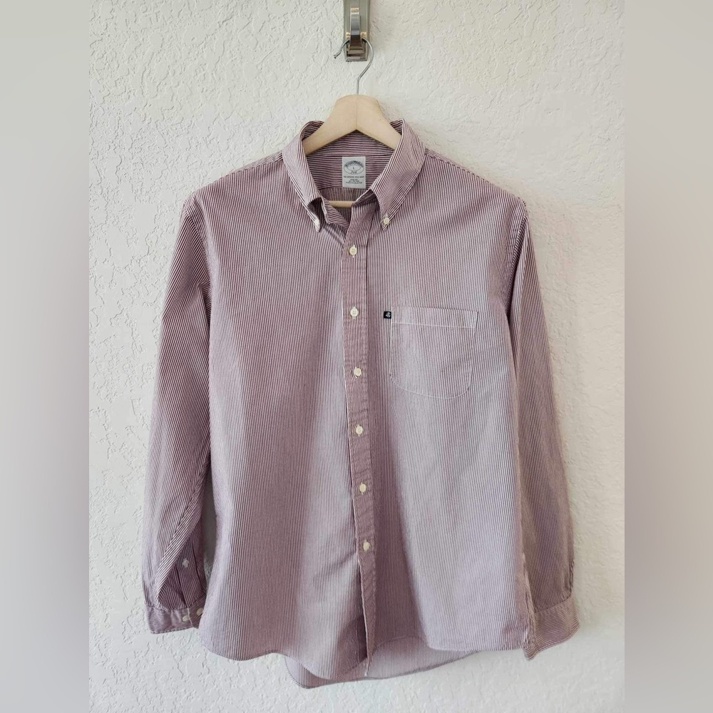 Brooks Brother Original Polo Shirt Slim Fit Cotton Button Down Size Large
